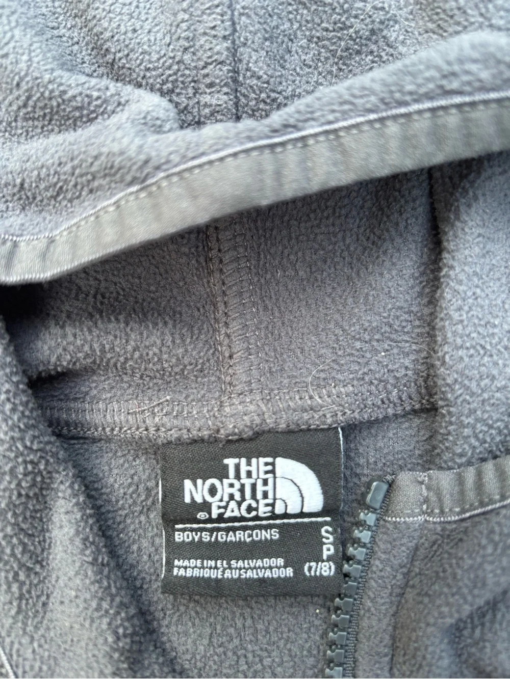 The North Face Kids Hooded Full-Zip Fleece Jacket in Charcoal & Mustard